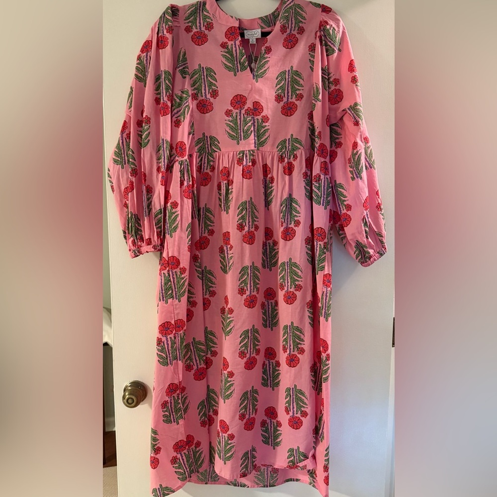Pink block print dress